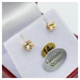 14KT YELLOW GOLD 4MM X 4MM YELLOW TOPAZ (0.84CT)