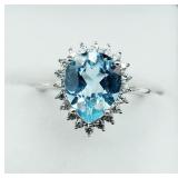 STERLING SILVER 11.8MM X 9MM NATURAL BLUE TOPAZ