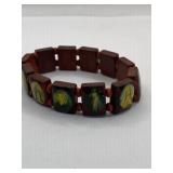 VINTAGE RELGIOUS BRACELET ON WOOD  - LYONS FRANCE