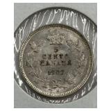 CANADA 1902 SMALL H TYPE EDWARD VII 5 CENT