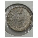 RARE CANADA 1902 SMALL H TYPE EDWARD VII 5 CENT