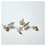 SILVER THREE PEARS OF EARRING  SET