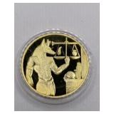 EGYBTIAN ANUBUS COMMEMORATIVE COIN - GOLD PLATED
