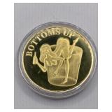 XXX GOOD LUCK LARGE TOKEN - GOLD PLATED - GEM