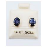 14KT YELLOW GOLD 7MM X 5MM NATURAL BLUE SAPPHIRE