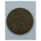 GREAT BRITAIN ONE PENNY 1921 GEORGE V OLD COIN