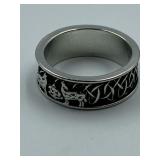 SILVER PLATED NORSE VIKING STYLE RING / SCRIPT /