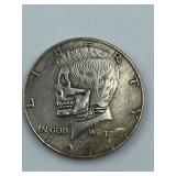 SILVER PLATED HOBO SKULL COIN - GEM