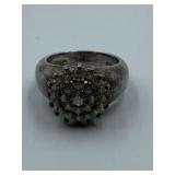 US ESTATE FIND SILVER TONE GEM BLING RING