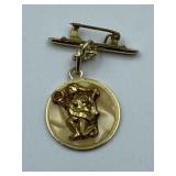 INTERESTING MOTHER OF PEARL GOLD TONE DANGLE