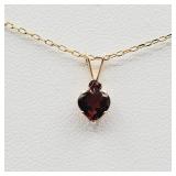 10KT YELLOW GOLD 5MM X 5MM NATURAL GARNET '