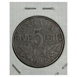 CANADA 1927 5 CENT (100% NICKEL) LOOKS