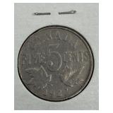 CANADA 1922 5 CENT (100% NICKEL) LOOKS