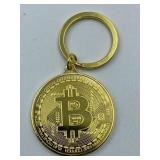 BIT COIN KEY CHAIN GOLD PLATED GEM