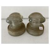 LOT OF 2 CLEAR ANTIQUE GLASS ELECTRIC INSULATORS