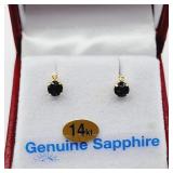 14KT YELLOW GOLD 3.8MM X 3.8MM NATURAL BLUE