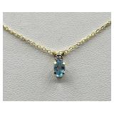 10KT YELLOW GOLD 6MM X 4MM NATURAL BLUE TOPAZ