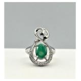 STERLING SILVER 8.7MM X 7MM NATURAL EMERALD