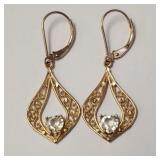 10K YELLOW GOLD 2.24G WHITE TOPAZ   EARRINGS