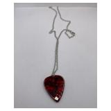 NEW ROCKIN RED GUITAR PICK ON CHAIN