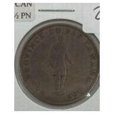 ANTIQUE 1837 PROVINCE OF CANADA 1/2 PENNY - MINT