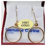 10KT 3MM NATURAL CITRINE 'CIRCLE' LOOP BACKING