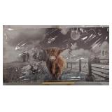 CANVAS PRINT HIGHLAND COW WALL ART WITH BLUE