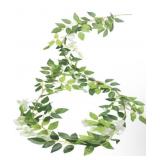 8 ARTIFICIAL GARLAND WITH WHITE FLOWERS 5FT EACH
