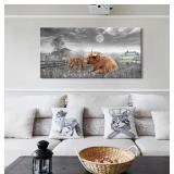 CANVAS PRINT HIGHLAND COW WITH CALF WALL ART