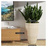 TALL PLANTER21 INCH SET OF 2 BEIGE INDOOR AND