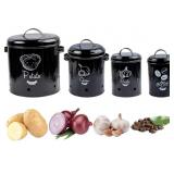 VINTAGE METAL FOOD STORAGE BINS WITH AERATING