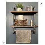 INDUSTRIAL PIPE BATHROOM SHELF WITH TOWEL RACK