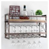 WOMIO INDUSTRIAL 2-TIER WALL MOUNTED WINE RACK