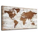 YEARAINN WORLD MAP CANVAS WALL ART 24X48 INCH