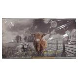 CANVAS PRINT HIGHLAND COW WALL ART WITH YELLOW