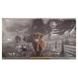 CANVAS PRINT HIGHLAND COW WALL ART WITH RED