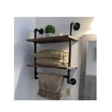 WALL MOUNTED INDUSTRIAL PIPE BATHROOM SHELVES