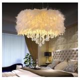 SURPARS WHITE FEATHER CHANDELIER 19.6x59IN