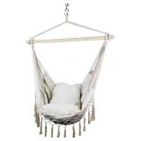 HI SUYI MACRAME HANGING ROPE HAMMOCK CHAIR W/