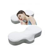 MEMORY FOAM NECK PILLOW GREY AND WHITE