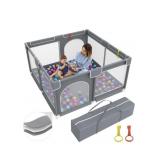FANBUFANBABY PLAYPEN GREYL 51IN X 51IN X H