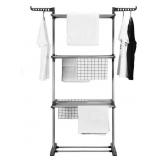 FOLDABLE 3 TIER INDOOR LAUNDRY DRYING RACK 48D X