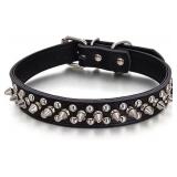 TENGZHI Dog Spiked Collar Genuine Leather S