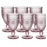 KINGROL 6 PACK VINTAGE GLASSES 6.5 INCHES TALL