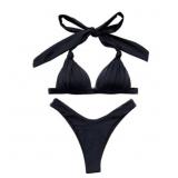 Women Bikini Solid Set Swimsuit Two Piece Filled