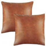 2 Pcs Fixwal Faux Leather Throw Pillow Covers, 1