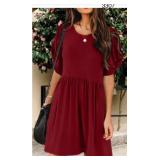Sz L Superlook burgundy dress with pockets