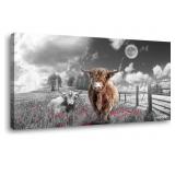 HIGHLAND COW CANVAS WALL ART 39 x19IN