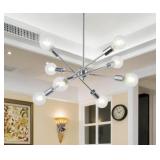 CHROME SPUTNIK CHANDELIER 8 LIGHTS UNTESTED 23IN CHROME SPUTNIK CHANDELIER 8 LIGHTS UNTESTED 23IN