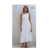 Sz XL One Shoulder Linen Dress white with pockets Sz XL One Shoulder Linen Dress white with pockets